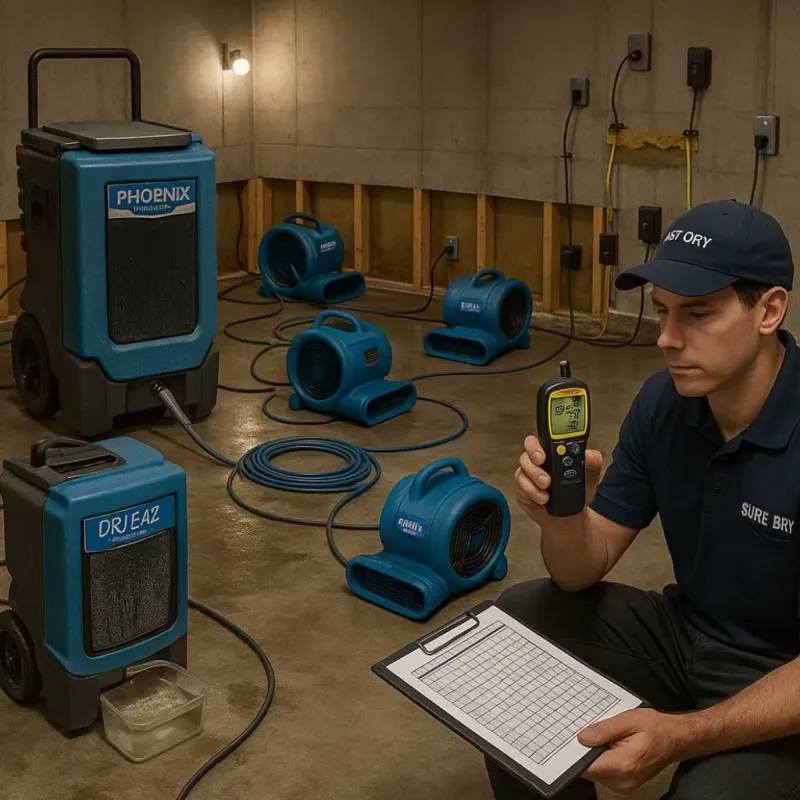 Structural Drying and Dehumidification process in Oakland, ME